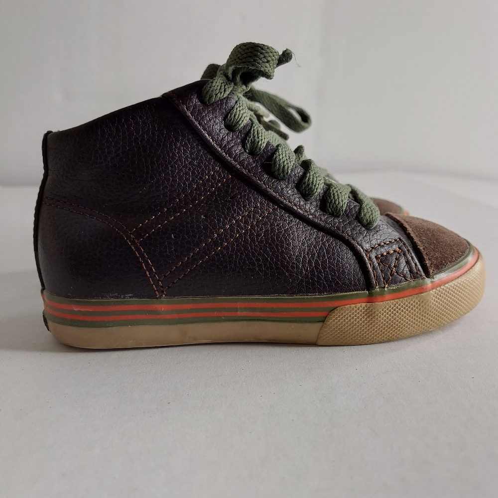 Morgan & Milo Kid's Brown Leather Hightop Shoes